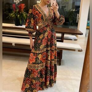 FARM Rio Vibrant Floral Long Dress Size M